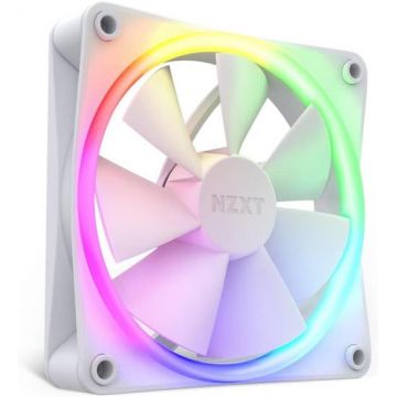 Ventilator NZXT F120, 120mm, RGB, 4 pin PWM, 500-1800 RPM (Alb)