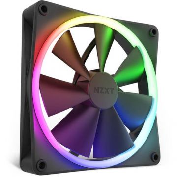 Ventilator NZXT F140, 140mm, 1800 rpm, RGB, 4-pin PWM, 24.85 - 89.48 CFM (Negru)
