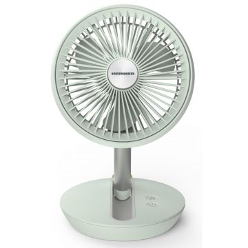 Ventilator pliabil reincarcabil Heinner HMF-LC4000GR, 5W, 4 trepte viteza, 4000 mAh, Autonomie 15h, Control digital, Alb