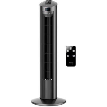 Ventilator Turn Babel RC (New) 45W Telecomanda 3x Viteze Timer 12h Panou Tactil cu Afisaj Digital Oscilatie Gri/Negru Metalizat