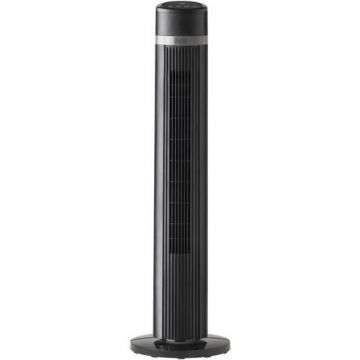 Ventilator turn Black+Decker BXEFT50E, 45 W, 4 viteze, Afisaj tactil, Telecomanda, Temporizator, 3 moduri ventilare, Oscilatie, H 102 cm (Negru)