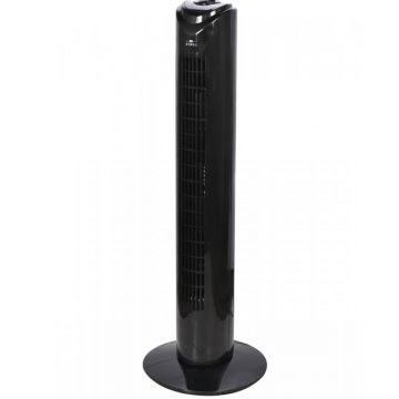 Ventilator turn LENTZ 80042, 45W, 81cm, 3 viteze, oscilatie, timer, negru