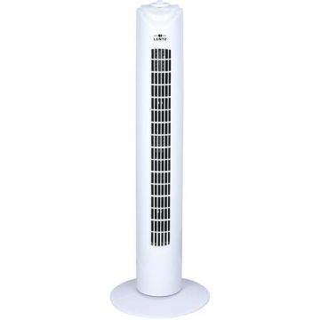 Ventilator turn Lentz 80043, 45W, 81cm, 3 viteze, oscilatie, timer, alb